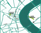 Plan de Bordeaux localisant les deux espaces du Jardin Botanique